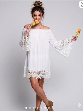 Muche et Muchette Venus Flower Lace Off The Shoulder Dress boho beach